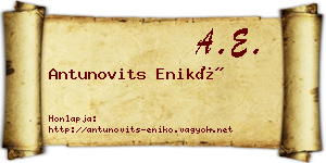 Antunovits Enikő névjegykártya